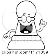 Poster, Art Print Of Black And White Smart Black Chess Pawn Mascot With An Idea