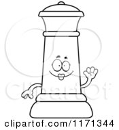Cartoon Clipart Of A Waving Black Chess Queen Mascot Vector Outlined Coloring Page