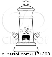 Cartoon Clipart Of A Screaming Black Chess King Vector Outlined Coloring Page