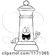 Cartoon Clipart Of A Smart Black Chess King With An Idea Vector Outlined Coloring Page