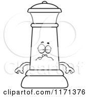 Cartoon Clipart Of A Sick Black Chess Queen Mascot Vector Outlined Coloring Page
