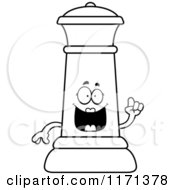 Cartoon Clipart Of A Smart Black Chess Queen Mascot With An Idea Vector Outlined Coloring Page