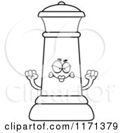 Cartoon Clipart Of A Mad Black Chess Queen Mascot Vector Outlined Coloring Page