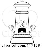 Cartoon Clipart Of A Screaming Black Chess Queen Mascot Vector Outlined Coloring Page