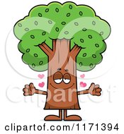 Cartoon Of A Loving Tree Mascot Wanting A Hug Royalty Free Vector Clipart by Cory Thoman