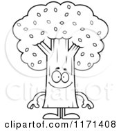 Poster, Art Print Of Black And White Happy Tree Mascot