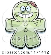 Cartoon Of A Grinning Happy Gingerbread Zombie Mascot Royalty Free Vector Clipart