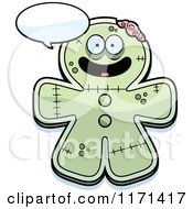 Cartoon Of A Happy Talking Gingerbread Zombie Mascot Royalty Free Vector Clipart