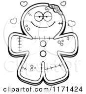 Black And White Loving Gingerbread Zombie Mascot With Open Arms