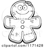 Black And White Happy Gingerbread Zombie Mascot