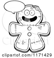 Black And White Happy Talking Gingerbread Zombie Mascot