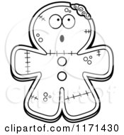 Black And White Surprised Gingerbread Zombie Mascot