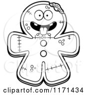 Black And White Hungry Gingerbread Zombie Mascot