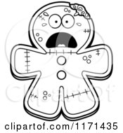 Black And White Screaming Gingerbread Zombie Mascot