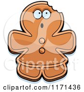 Cartoon Of A Surprised Gingerbread Woman Mascot Royalty Free Vector Clipart