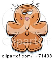 Cartoon Of A Drunk Gingerbread Woman Mascot Royalty Free Vector Clipart