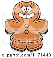 Cartoon Of A Grinning Happy Gingerbread Woman Mascot Royalty Free Vector Clipart