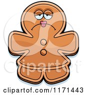 Cartoon Of A Depressed Gingerbread Woman Mascot Royalty Free Vector Clipart