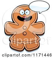 Poster, Art Print Of Happy Talking Gingerbread Woman Mascot