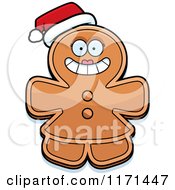 Poster, Art Print Of Christmas Gingerbread Woman Mascot Wearing A Santa Hat