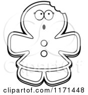 Cartoon Clipart Of A Surprised Gingerbread Woman Mascot Vector Outlined Coloring Page by Cory Thoman