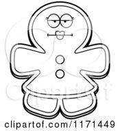 Cartoon Clipart Of A Bored Gingerbread Woman Mascot Vector Outlined Coloring Page