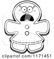 Cartoon Clipart Of A Screaming Gingerbread Woman Mascot Vector Outlined Coloring Page by Cory Thoman