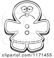 Cartoon Clipart Of A Depressed Gingerbread Woman Mascot Vector Outlined Coloring Page by Cory Thoman