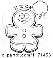 Black And White Dreaming Gingerbread Woman Mascot