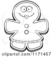 Black And White Happy Gingerbread Woman Mascot