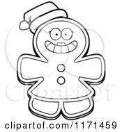 Poster, Art Print Of Black And White Christmas Gingerbread Woman Mascot Wearing A Santa Hat