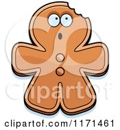 Cartoon Of A Surprised Gingerbread Man Mascot Royalty Free Vector Clipart