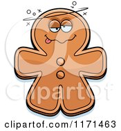 Cartoon Of A Drunk Gingerbread Man Mascot Royalty Free Vector Clipart