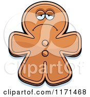 Cartoon Of A Depressed Gingerbread Man Mascot Royalty Free Vector Clipart