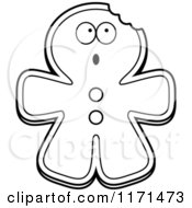 Cartoon Clipart Of A Surprised Gingerbread Man Mascot Vector Outlined Coloring Page