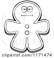 Cartoon Clipart Of A Bored Gingerbread Man Mascot Vector Outlined Coloring Page