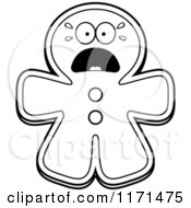 Cartoon Clipart Of A Screaming Gingerbread Man Mascot Vector Outlined Coloring Page