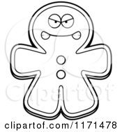 Cartoon Clipart Of A Mad Gingerbread Man Mascot Vector Outlined Coloring Page