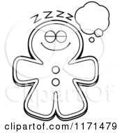 Poster, Art Print Of Black And White Dreaming Gingerbread Man Mascot