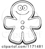 Poster, Art Print Of Black And White Happy Gingerbread Man Mascot