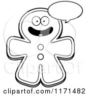 Poster, Art Print Of Black And White Happy Talking Gingerbread Man Mascot
