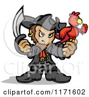 Poster, Art Print Of Tough Pirate Holding A Sword And Parrot