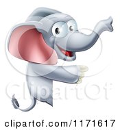 Poster, Art Print Of Happy Elephant Pointing To A Sign