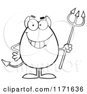 Cartoon Of A Black And White Devil Egg Mascot Royalty Free Vector Clipart