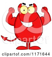 Cartoon Of A Flexing Devil Egg Mascot Royalty Free Vector Clipart
