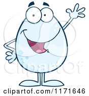 Cartoon Of A Waving Blue Easter Egg Mascot Royalty Free Vector Clipart