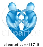 Family Of Four Embracing And Forming The Shape Of A Blue Heart Clipart Illustration
