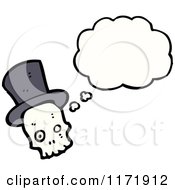 Cartoon Of A Thinking Human Skull With A Top Hat Royalty Free Vector Clipart