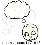 Cartoon Of A Thinking Skull Royalty Free Vector Clipart
