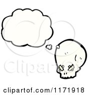 Cartoon Of A Thinking Human Skull Royalty Free Vector Clipart